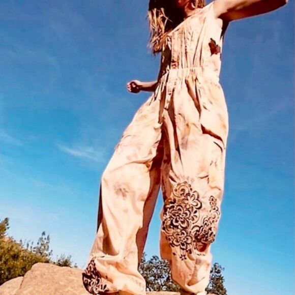 NWOT $198 Free People Movement Floral  Jumpsuit - Picture 1 of 12